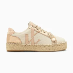 Baskets Monogramme Aurore Rose Et Rose Gold A Semelle Espadrille