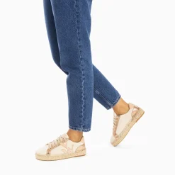 Baskets Monogramme Aurore Rose Et Rose Gold A Semelle Espadrille