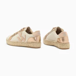 Baskets Monogramme Aurore Rose Et Rose Gold A Semelle Espadrille