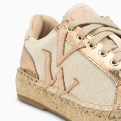Baskets Monogramme Aurore Rose Et Rose Gold A Semelle Espadrille