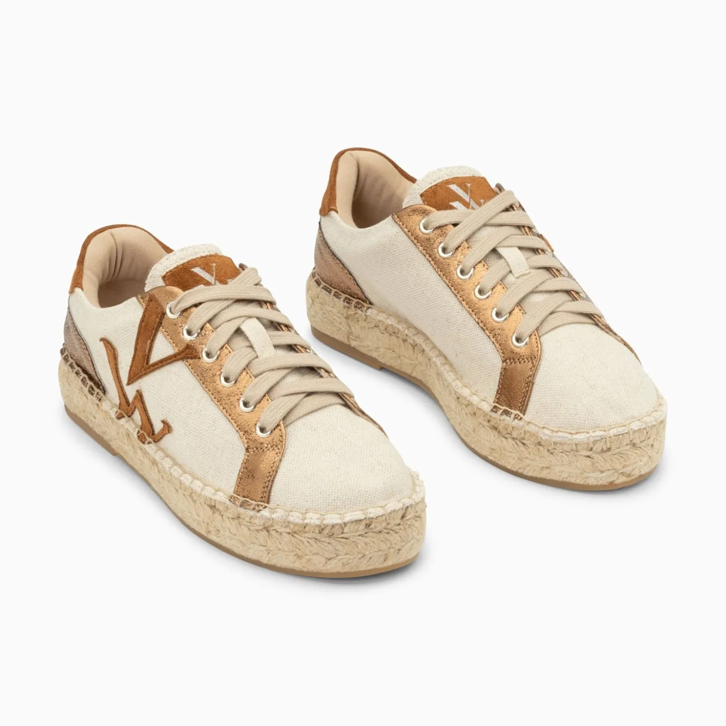 Baskets Monogramme Aurore Cafe Et Bronze A Semelle Espadrille