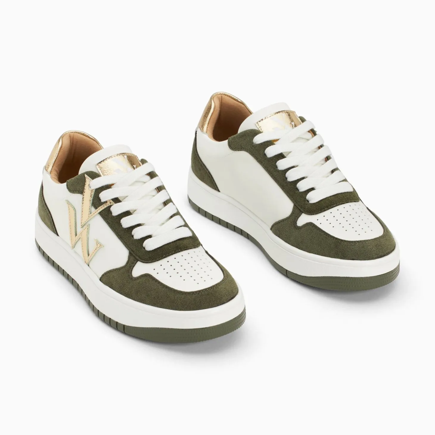 Baskets Monogramme Calie Blanc Et Kaki
