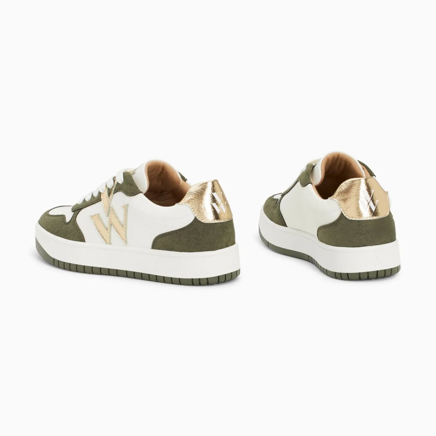 Baskets Monogramme Calie Blanc Et Kaki