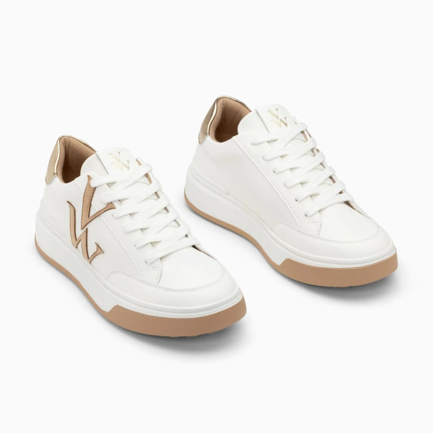 Baskets Monogramme Candice Blanc Et Beige