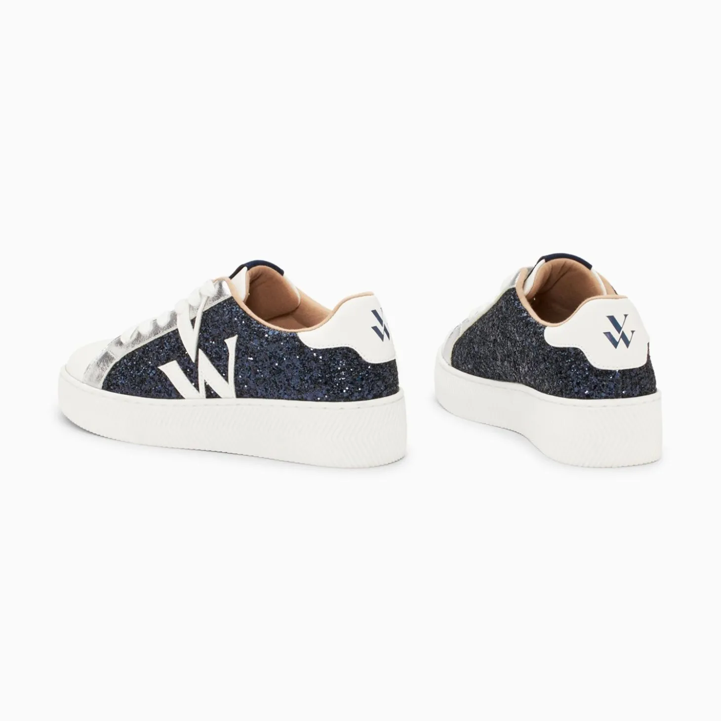 Baskets Monogramme Estelle A Paillettes Bleues