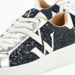 Baskets Monogramme Estelle A Paillettes Bleues