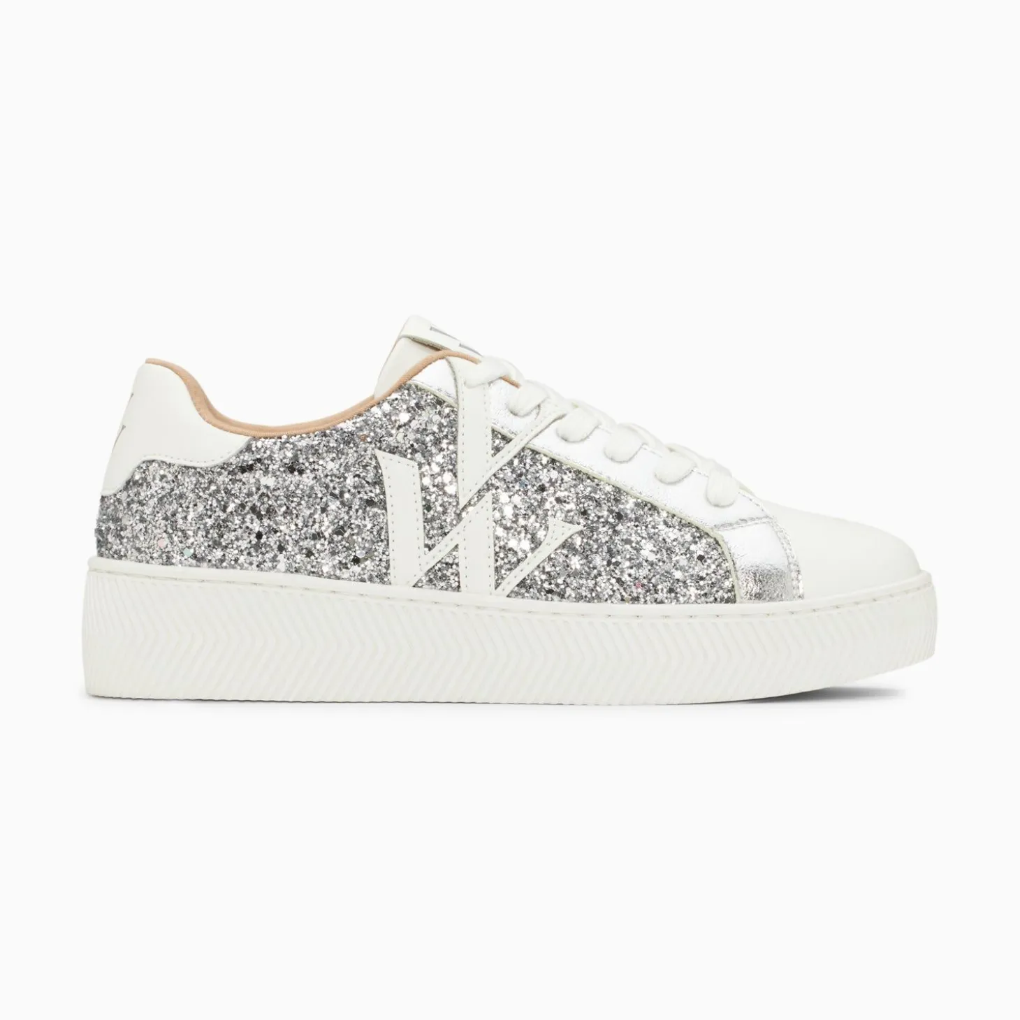 Baskets Monogramme Estelle A Paillettes Argent