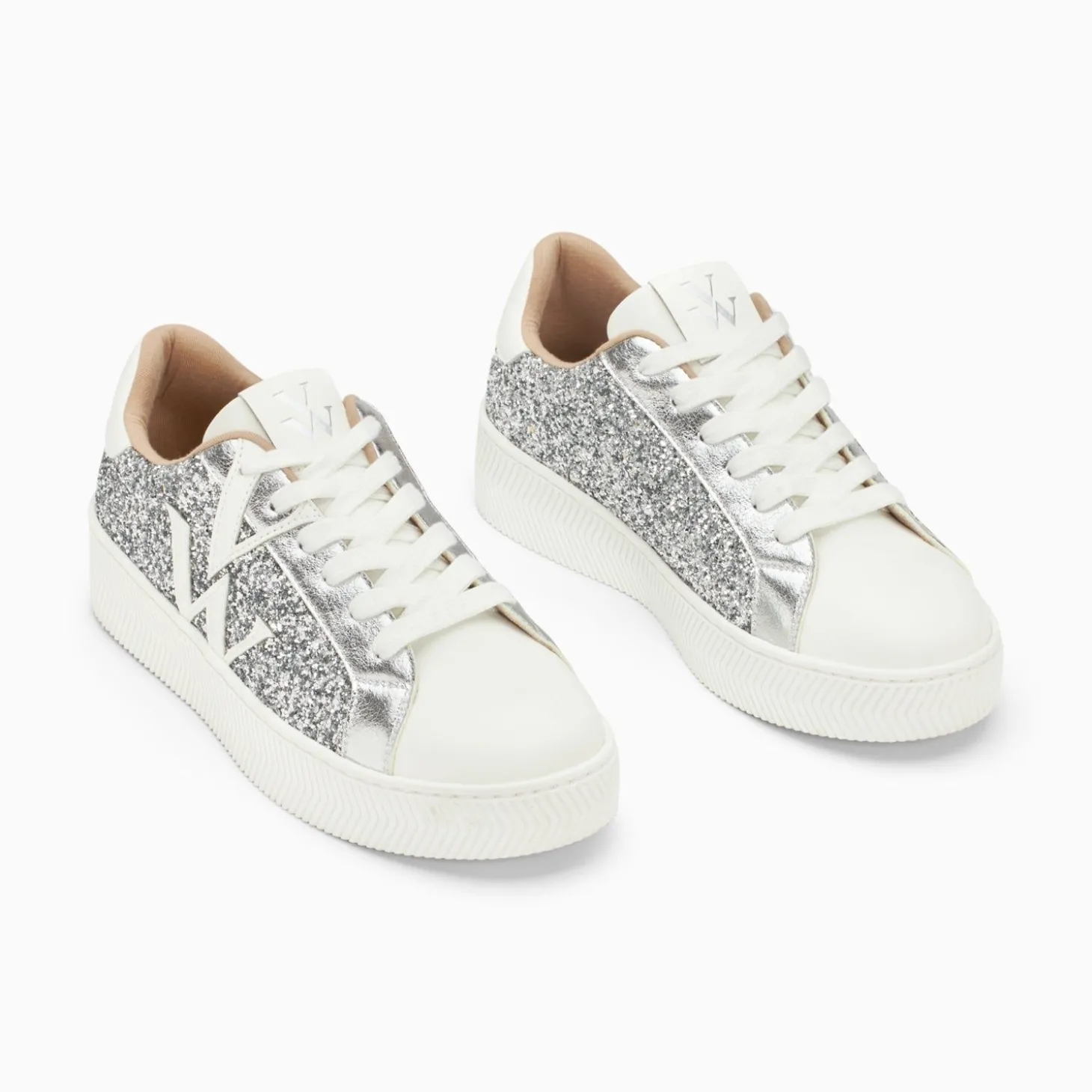 Baskets Monogramme Estelle A Paillettes Argent