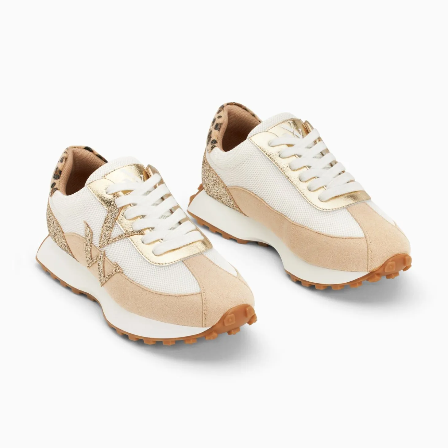 Baskets Monogramme Faustine Ivoire Et Beige A Semelle Running