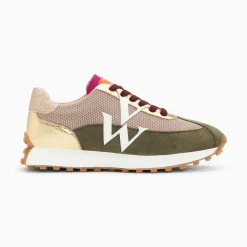 Baskets Monogramme Faustine Beige Et Kaki A Semelle Running