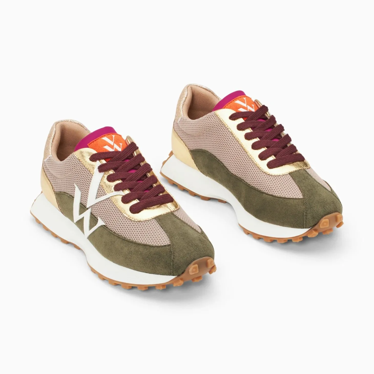 Baskets Monogramme Faustine Beige Et Kaki A Semelle Running