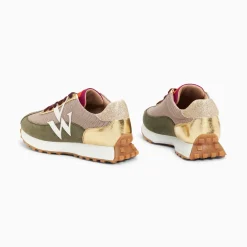 Baskets Monogramme Faustine Beige Et Kaki A Semelle Running