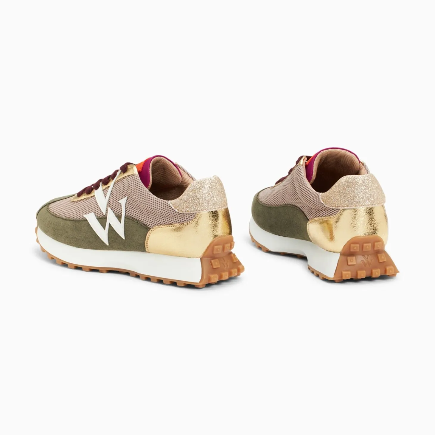 Baskets Monogramme Faustine Beige Et Kaki A Semelle Running