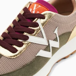 Baskets Monogramme Faustine Beige Et Kaki A Semelle Running