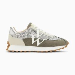 Baskets Monogramme Faustine Argent Et Gris A Semelle Running