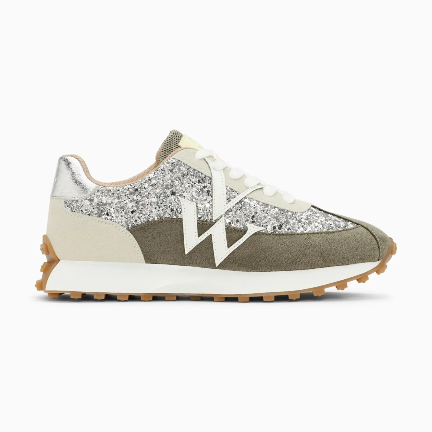 Baskets Monogramme Faustine Argent Et Gris A Semelle Running