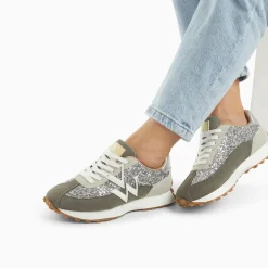 Baskets Monogramme Faustine Argent Et Gris A Semelle Running