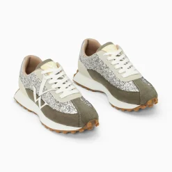 Baskets Monogramme Faustine Argent Et Gris A Semelle Running