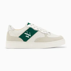 Baskets Monogramme Flavie Perforees Gris Et Vert A Lacets