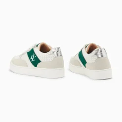 Baskets Monogramme Flavie Perforees Gris Et Vert A Lacets