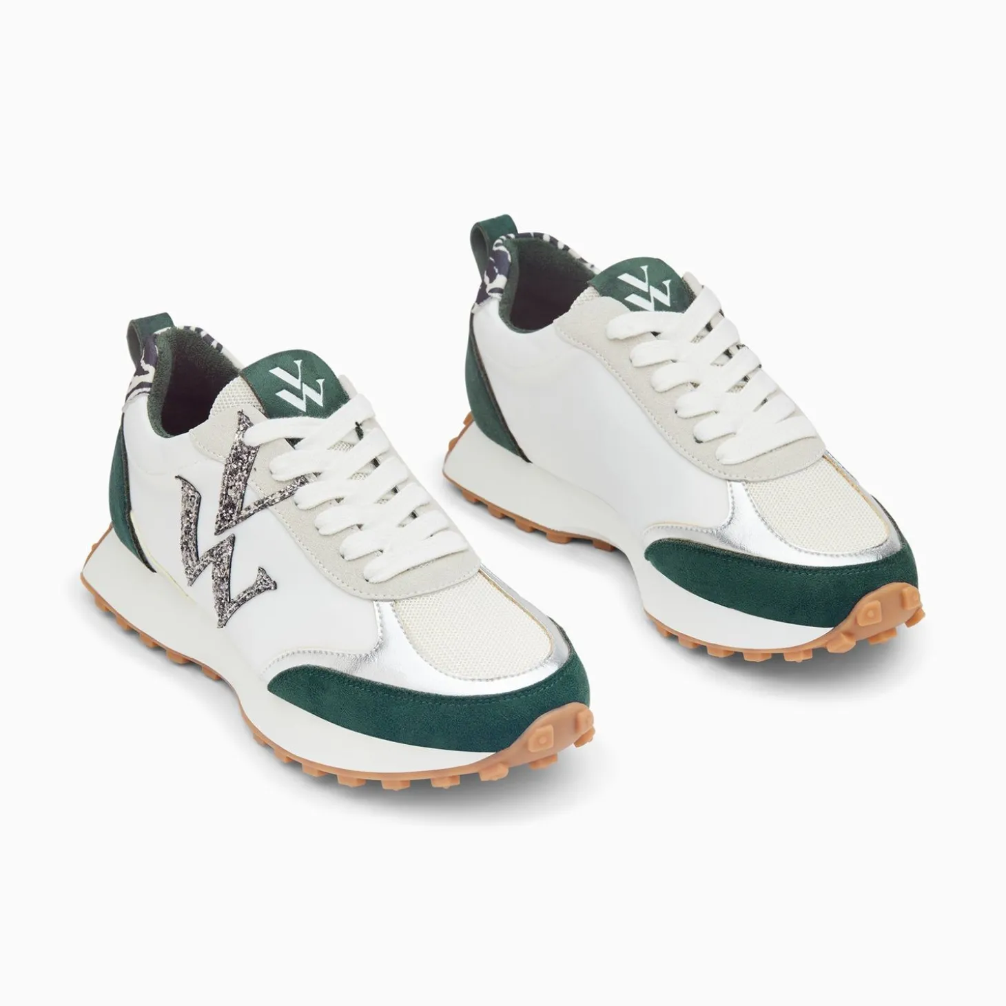 Baskets Monogramme Grace Blanc Et Vert A Semelle Running