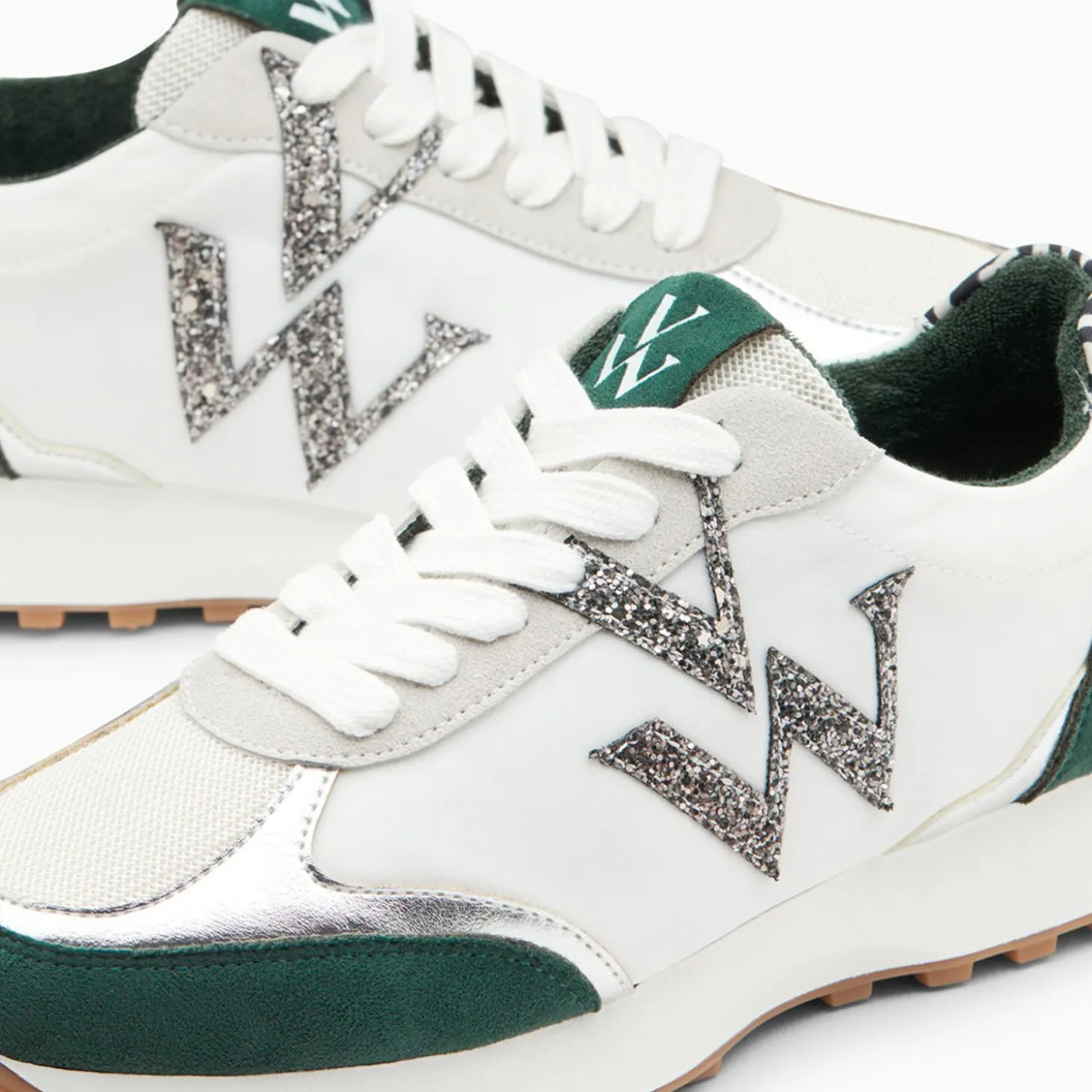 Baskets Monogramme Grace Blanc Et Vert A Semelle Running