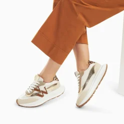 Baskets Monogramme Ines Camel Et Or A Semelle Oversize