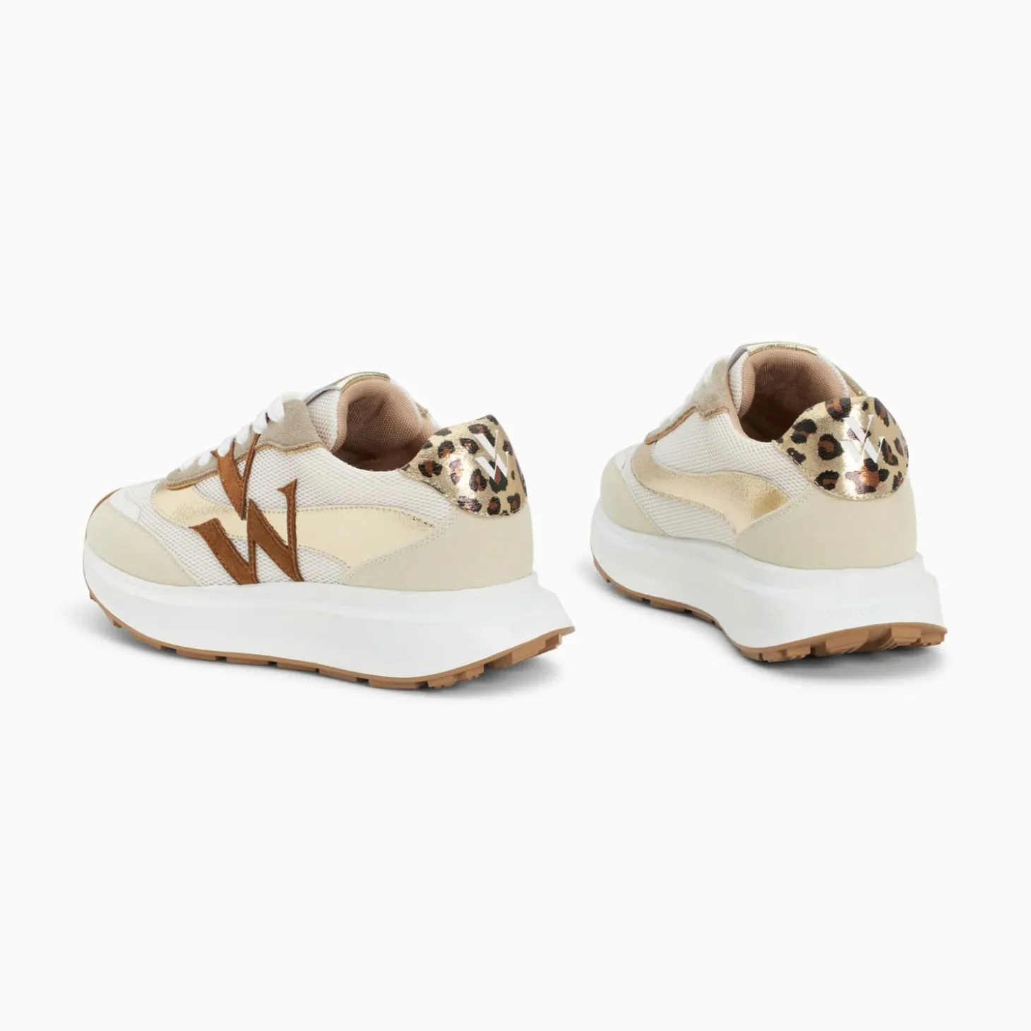 Baskets Monogramme Ines Camel Et Or A Semelle Oversize