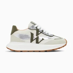 Baskets Monogramme Ines Kaki Et Argent A Semelle Oversize