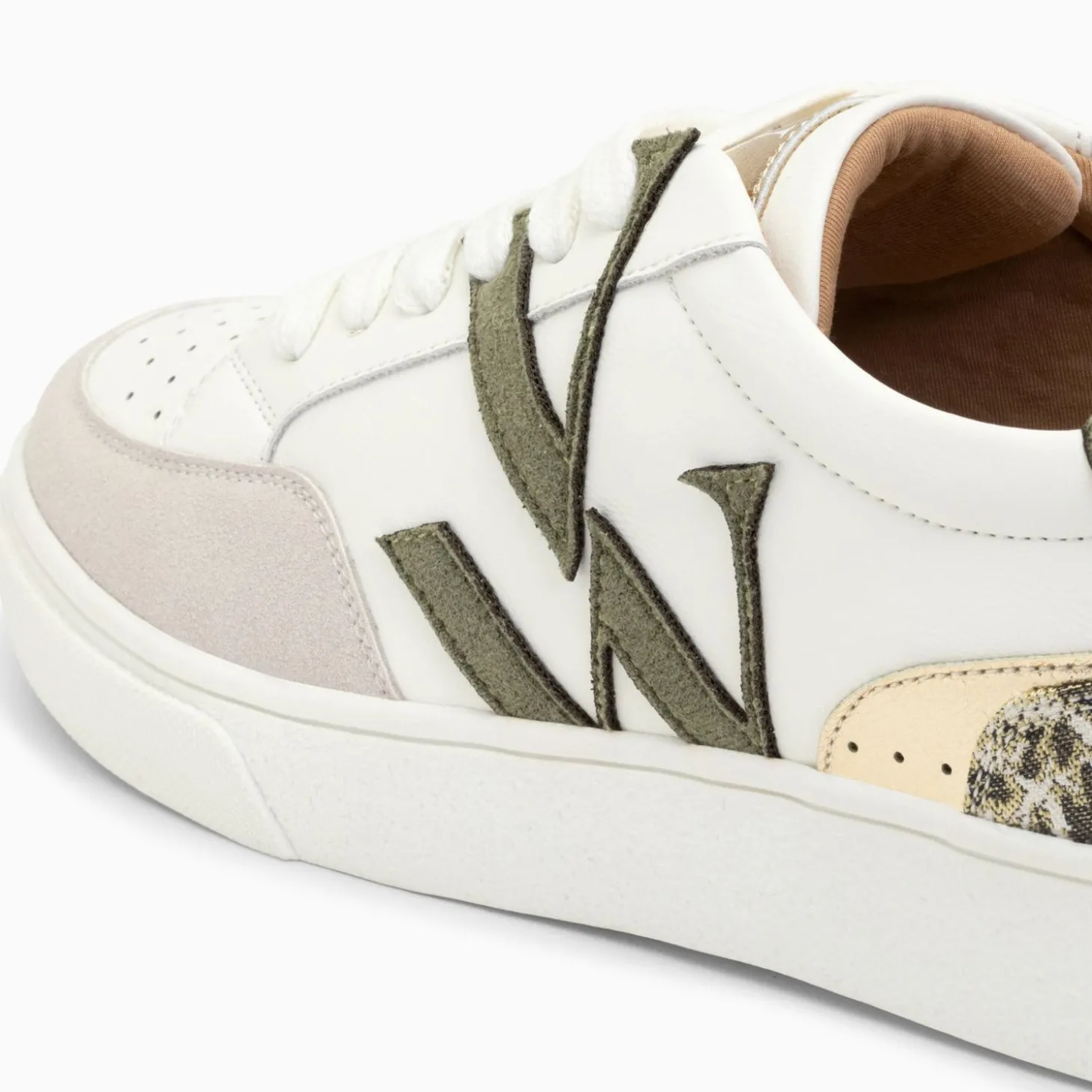 Baskets Monogramme Joyce Blanc Et Kaki