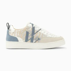 Baskets Monogramme Joyce Argent Zebre Et Bleu-Gris