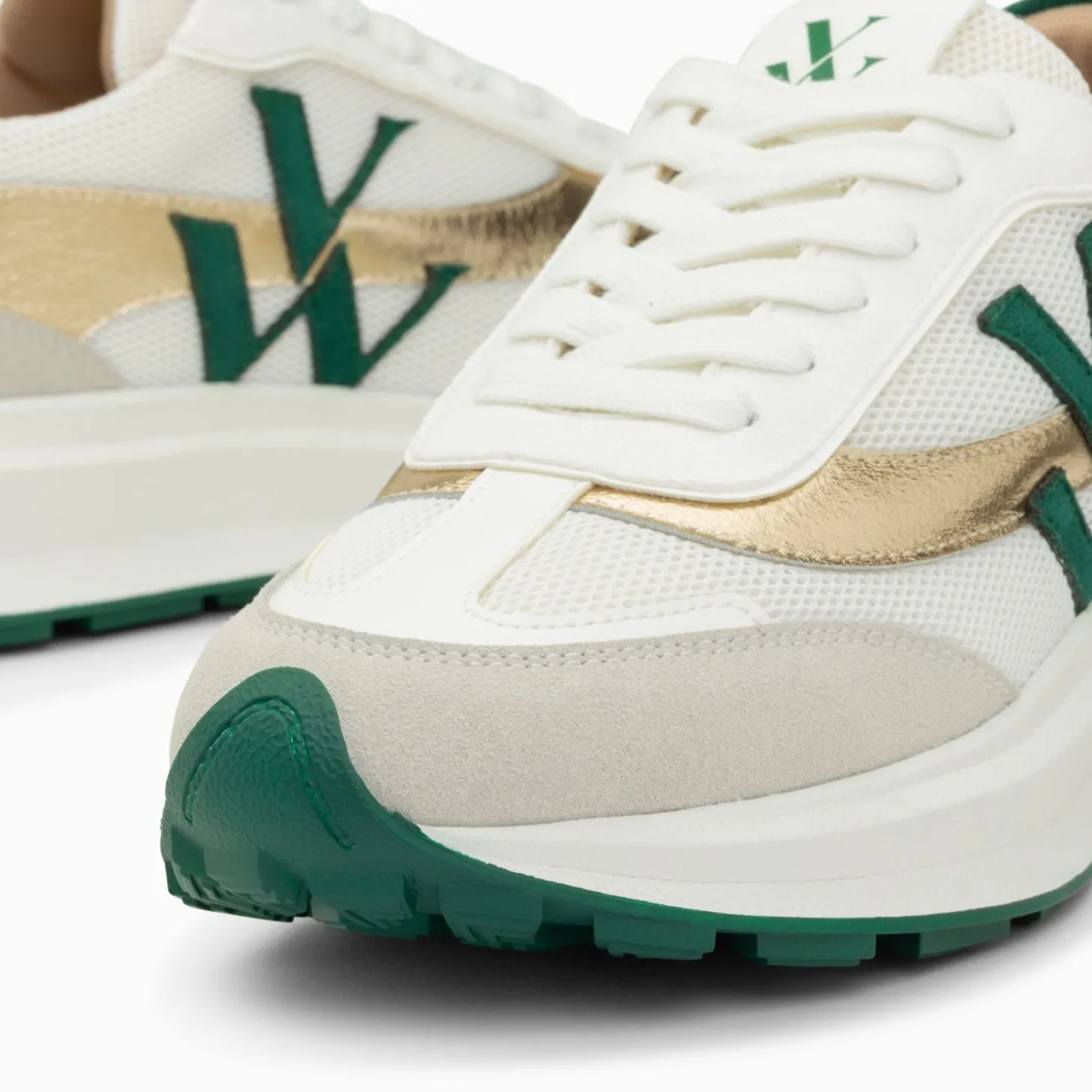 Baskets Monogramme Lana Vert Et Or A Semelle Oversize