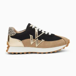 Baskets Monogramme Pia Beige Et Noir A Semelle Running