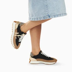 Baskets Monogramme Pia Beige Et Noir A Semelle Running