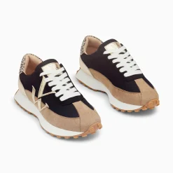 Baskets Monogramme Pia Beige Et Noir A Semelle Running