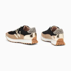 Baskets Monogramme Pia Beige Et Noir A Semelle Running