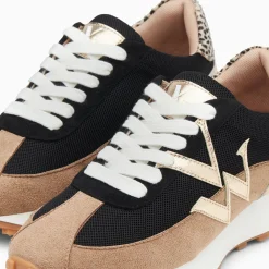 Baskets Monogramme Pia Beige Et Noir A Semelle Running