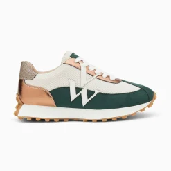 Baskets Monogramme Pia Ivoire Et Vert A Semelle Running