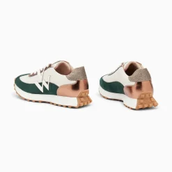 Baskets Monogramme Pia Ivoire Et Vert A Semelle Running