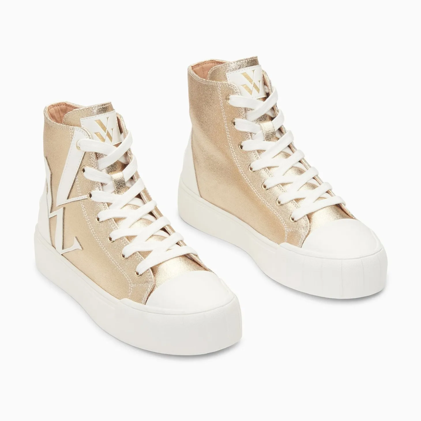 Baskets Monogramme Pina Montantes Or Et Blanc
