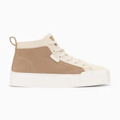 Baskets Montantes Clarisse Cotelees Beige Et Taupe