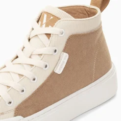 Baskets Montantes Clarisse Cotelees Beige Et Taupe