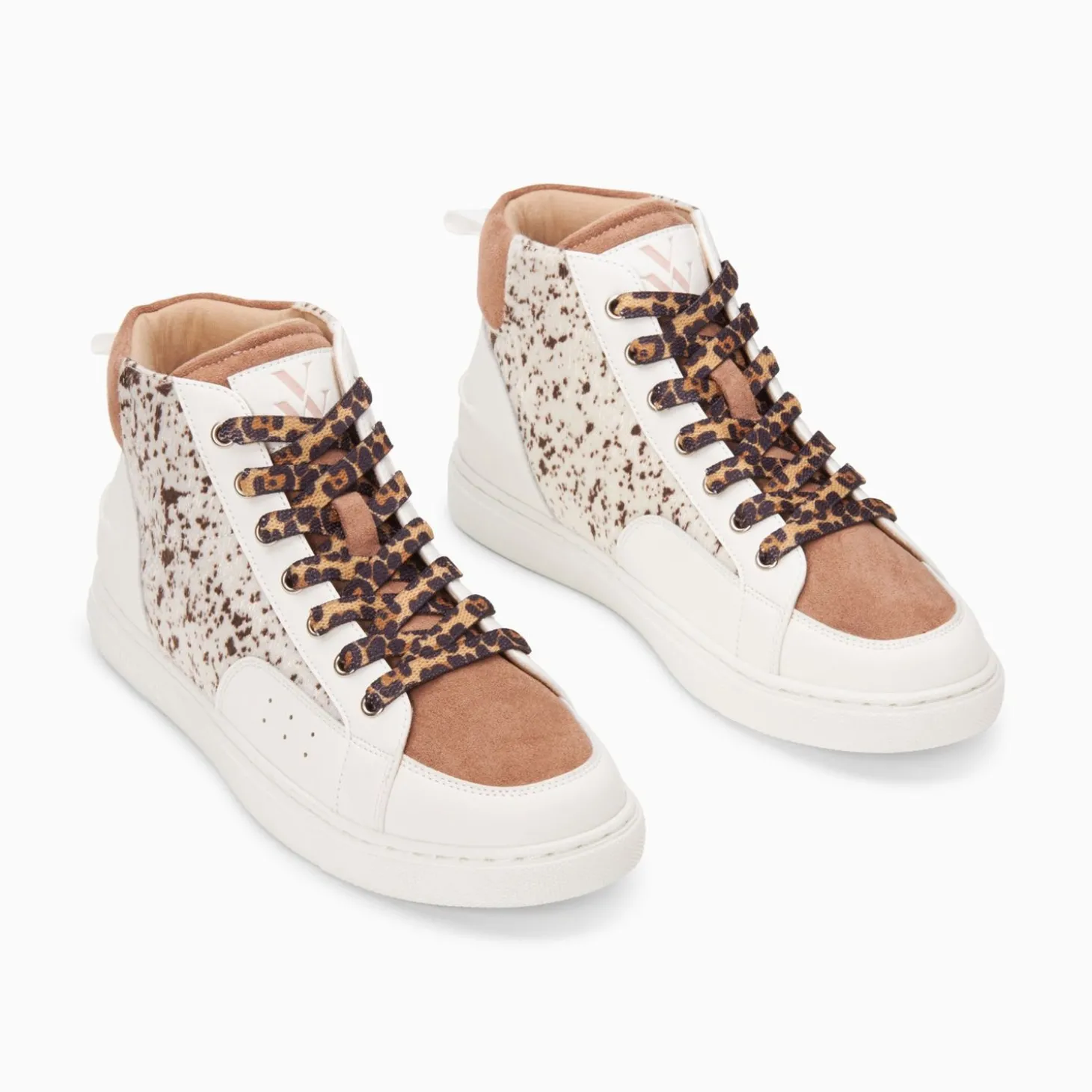 Baskets Montantes Gwen Blanc Et Marron A Lacets Leopard