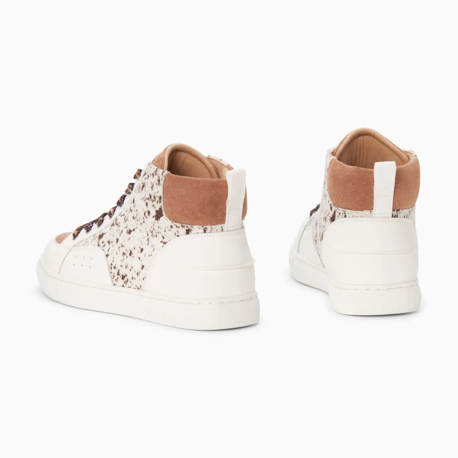 Baskets Montantes Gwen Blanc Et Marron A Lacets Leopard