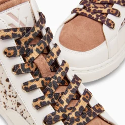 Baskets Montantes Gwen Blanc Et Marron A Lacets Leopard
