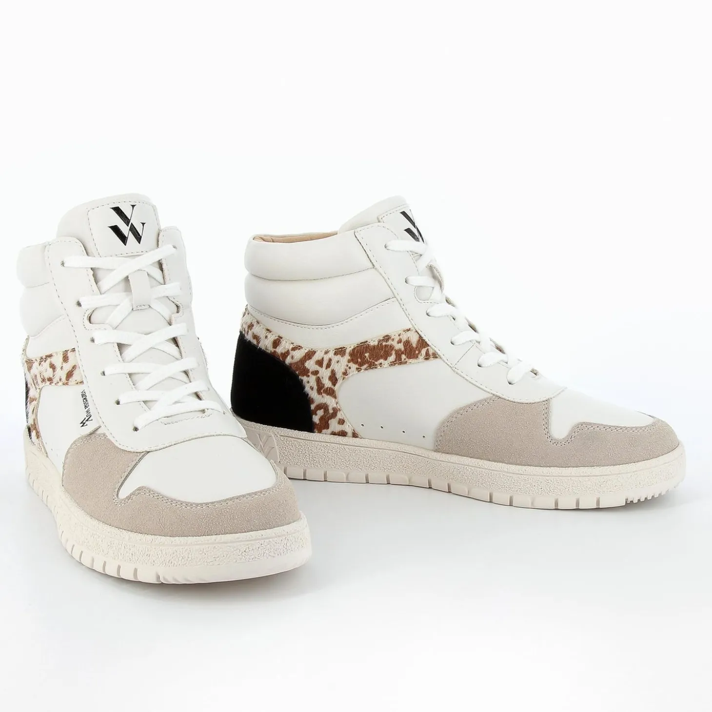 Baskets Montantes Kassidy Blanches A Detail Vache