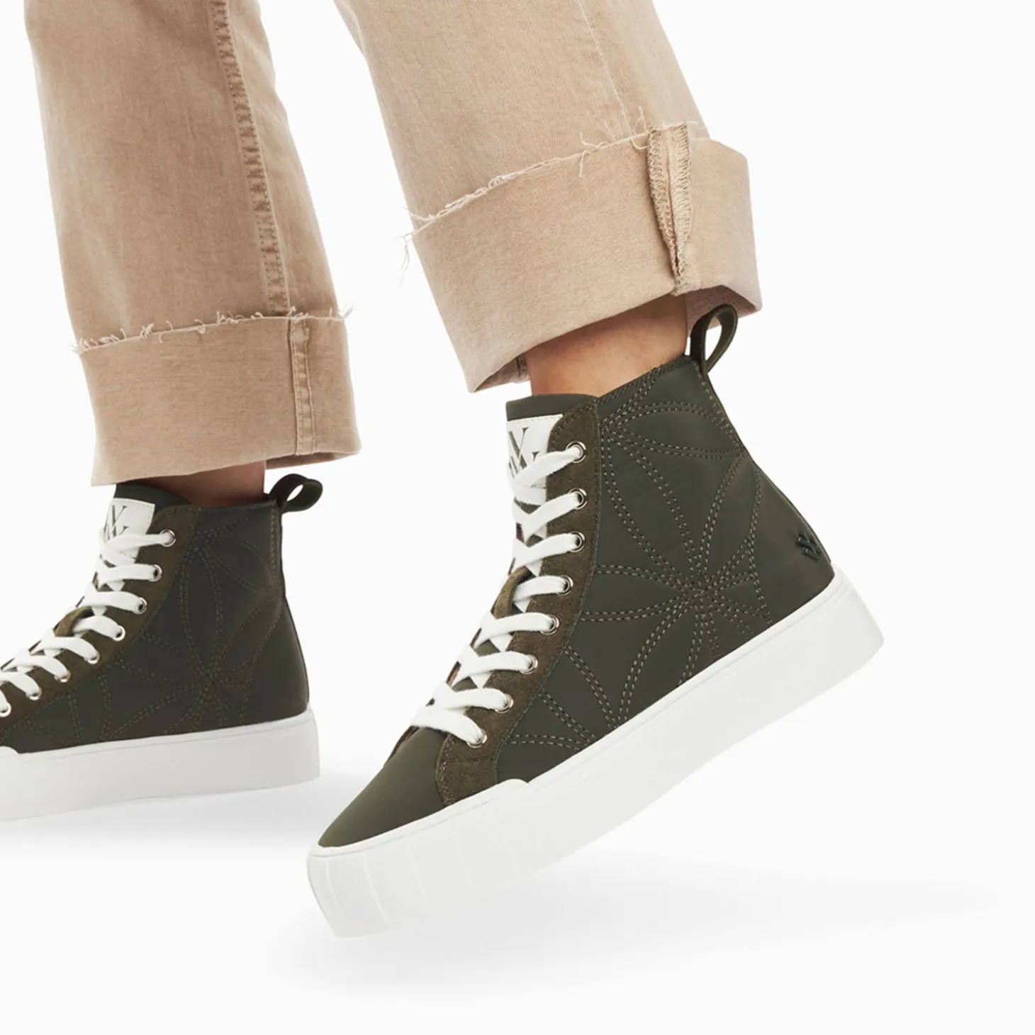 Baskets Montantes Nalya Kaki Matelassees