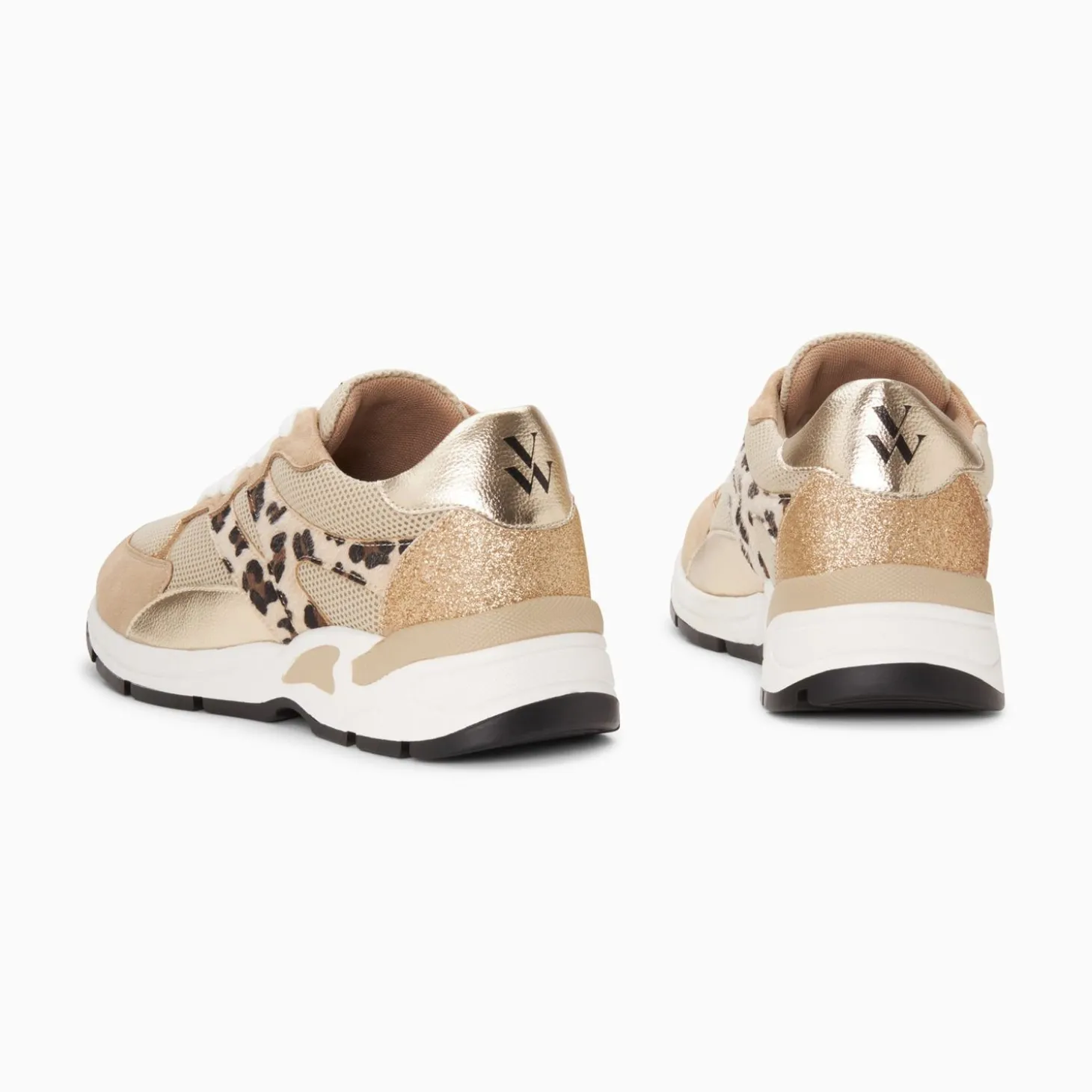 Baskets Montorgueil Beige Et Leopard A Lacets
