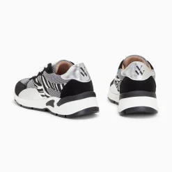 Baskets Montorgueil Noir Et Zebre A Lacets