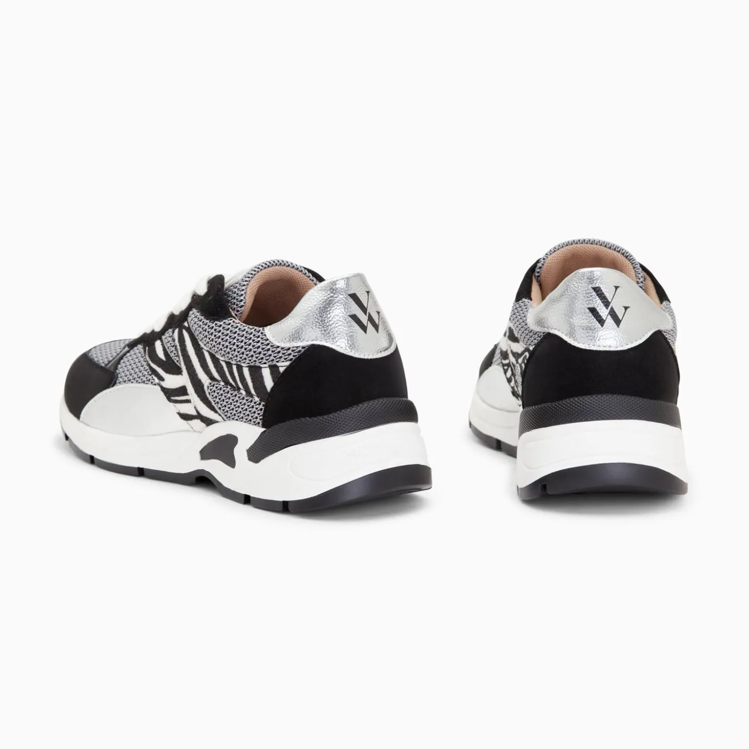 Baskets Montorgueil Noir Et Zebre A Lacets